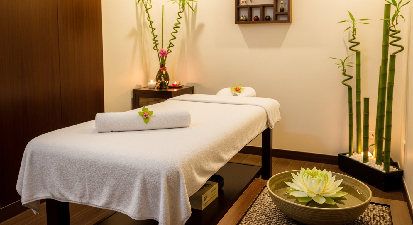 Massage therapist in Vietnam with Google Maps open on customer's phone