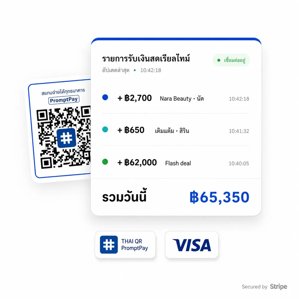 A friendly crowd of customers each holding up phones showing the same QR payment screen, with a shop owner welcoming them